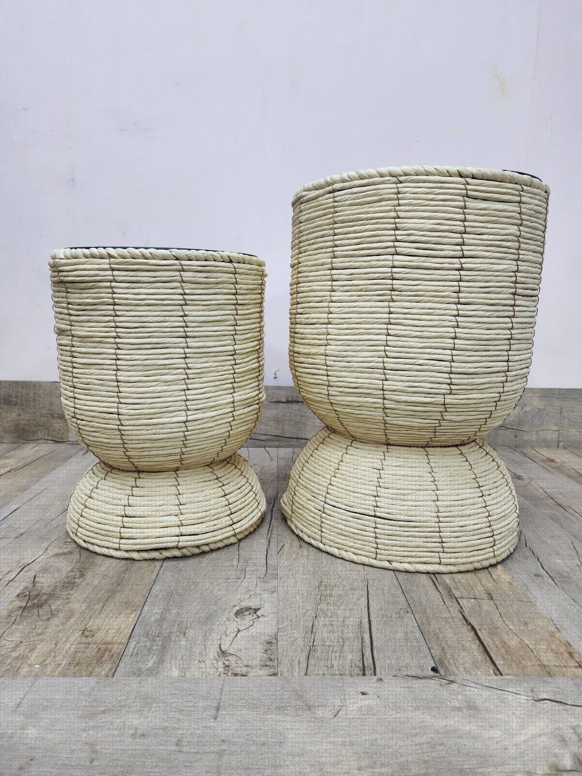 Handwoven Rattan Planter Set